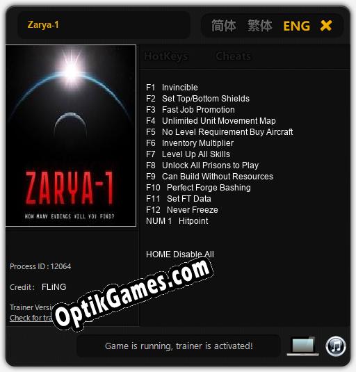 Zarya-1: Trainer +13 [v1.4]