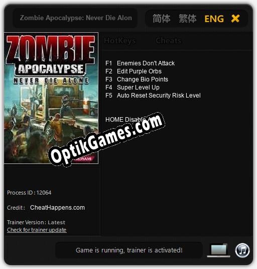 Zombie Apocalypse: Never Die Alone: TRAINER AND CHEATS (V1.0.66)